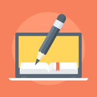 Notebook and Pencil flat style colorful vector icon N3