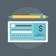 Che que Payment flat style colorful vector icon N2