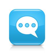 Blue icon speech bubble sign glossy rounded square web button