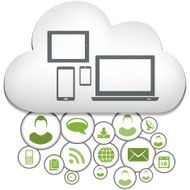 Cloud computing illustrattion retro
