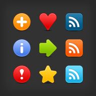 Satin icon set web internet circle square button gray background