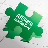 affiliate marketing on green puzzle pieces