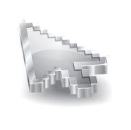 3d Glossy Silver Pointer Vector Icon