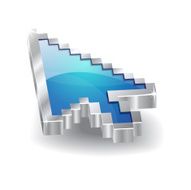 3d Glossy Blue Pointer Vector Icon