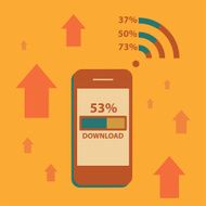 Mobile Phone Downloading on wifi Vector illustration