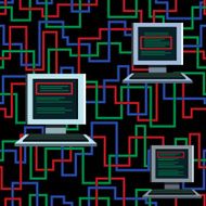 Seamless pattern with computers
