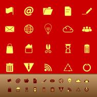 Web and internet color icons on red background