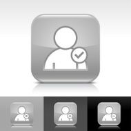 Gray icon user sign glossy rounded square web button