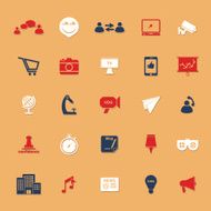 Media marketing classic color icons with shadow