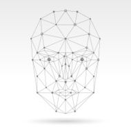 Face network illustration grey