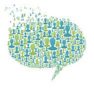 Speech bubble composed from many people silhouettes N2