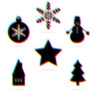 Winter holiday flat icons with shadow CMYK offset eff