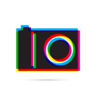 Digital camera icon with shadow CMYK offset effect