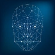 Face network illustration blue N2