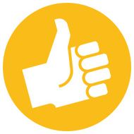 Thumb up in orange label