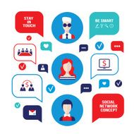 Social network People avatars with speech bubbles business icons