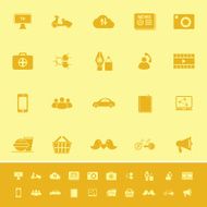 Social network color icons on yellow background