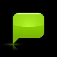 Green speech bubble sign glossy icon rectangle pictogram web button