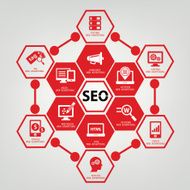 Seo concept on white background Red version vector N2