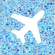 Airplane Taking Off on vector technology pattern Background
