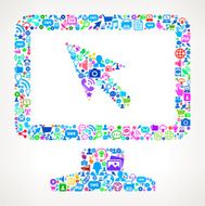 Monitor on Modern Technology &amp; Communication interface icon Pattern