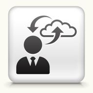Square Button with Cloud Computing Businessman