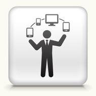Square Button with Computer Networking