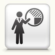 Square Button with Businesswoman &amp; Charts N4