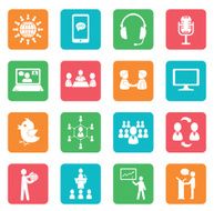 Set of communication icons Color buttons