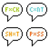 8-bit Pixel 4-Letter Swear Words in Speech Bubbles