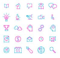 Set of modern transparent wire design icons N2