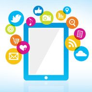 Tablet with file sharing icons N2