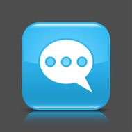 Blue icon speech bubble sign glossy square web button