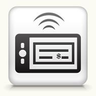 White square with icon of phone paying over wireless