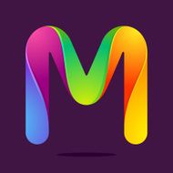 M letter one line colorful icon