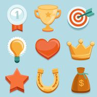 Vector flat gamification icons Achievement badges