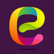 E letter one line colorful logo