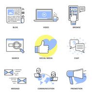 Social media marketing and internet vector icons set