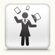 Square Button with Businesswoman Communication Technology