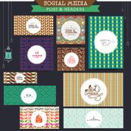 Floral social media post and headers for Eid