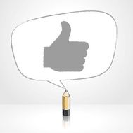 Wooden Lead Pencil Drawing Like Icon Irregular shaped Speech Balloon N2