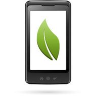 Smart phone with green leaf