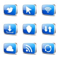 Web Internet Social Square Vector Blue Icon Design Set N12