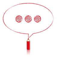 Red Pencil Drawing Oval Speech Balloon with Ellipsis N2
