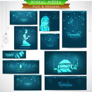 Social media header or banner for Ramadan Kareem celebration N3