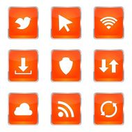 Web Internet Social Square Vector Orange Icon Design Set N10