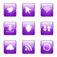 Web Internet Social Square Vector Violet Icon Design Set N7