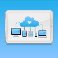 Cloud computing concept with high-detailed devices