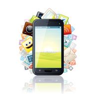Touchscreen Smartphone with Media Apps Icons