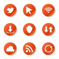 Web Internet Social Orange Vector Button Icon Design Set N12